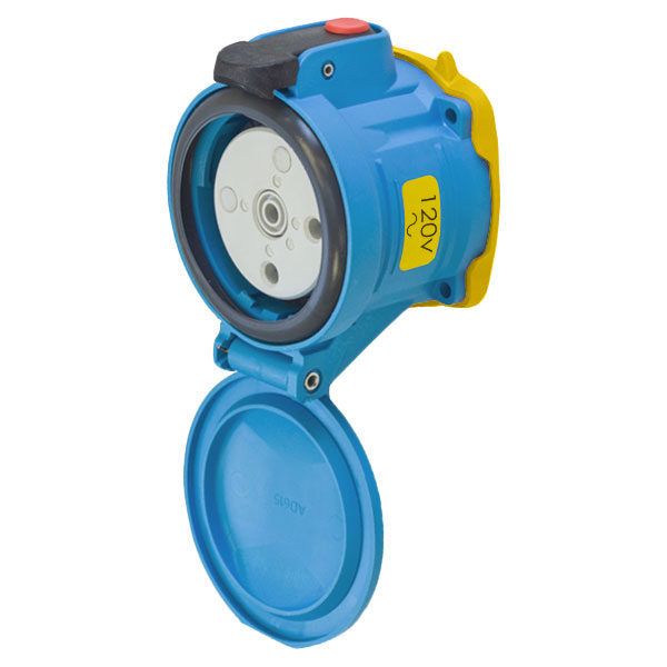 63-64165 - DSN60 RECEPTACLE POLY BLUE SIZE 3 TYPE 4X IP 69 1P+N+G 60A 120 VAC 60 Hz NO AUX